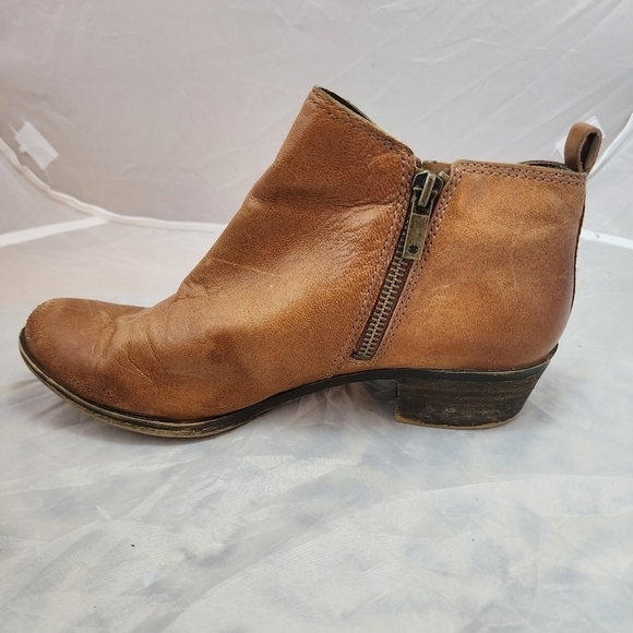 Lucky Brand Basel Heeled Ankle Bootie Boot Brown Leather Women's 7.5 Zip Sides - Picture 7 of 13